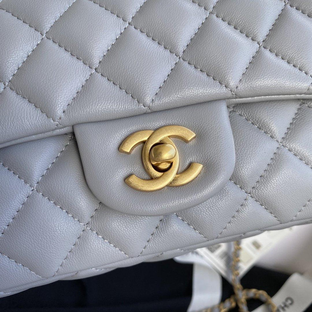 Chanel Pearl Crush Mini Flap Bag Gray — view 8