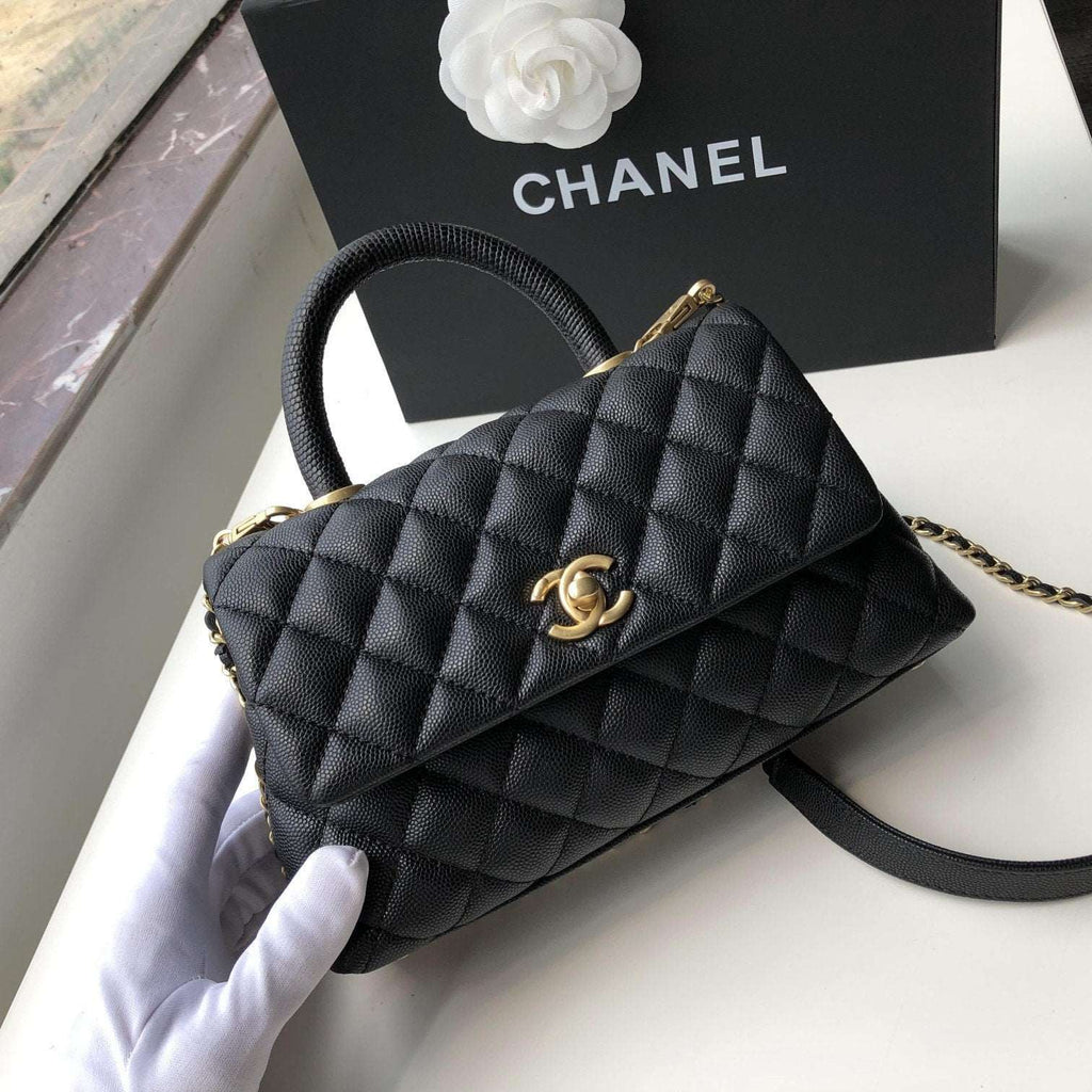 Chanel Small Flap Bag with Coco Handle - Black with Black Hardware — view 2