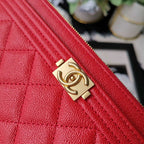 Chanel Caviar Quilted Zip Boy Pouch - Red — view 9