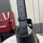 Gucci Small Horsebit Embellished Leather Bucket Bag - Black — view 12