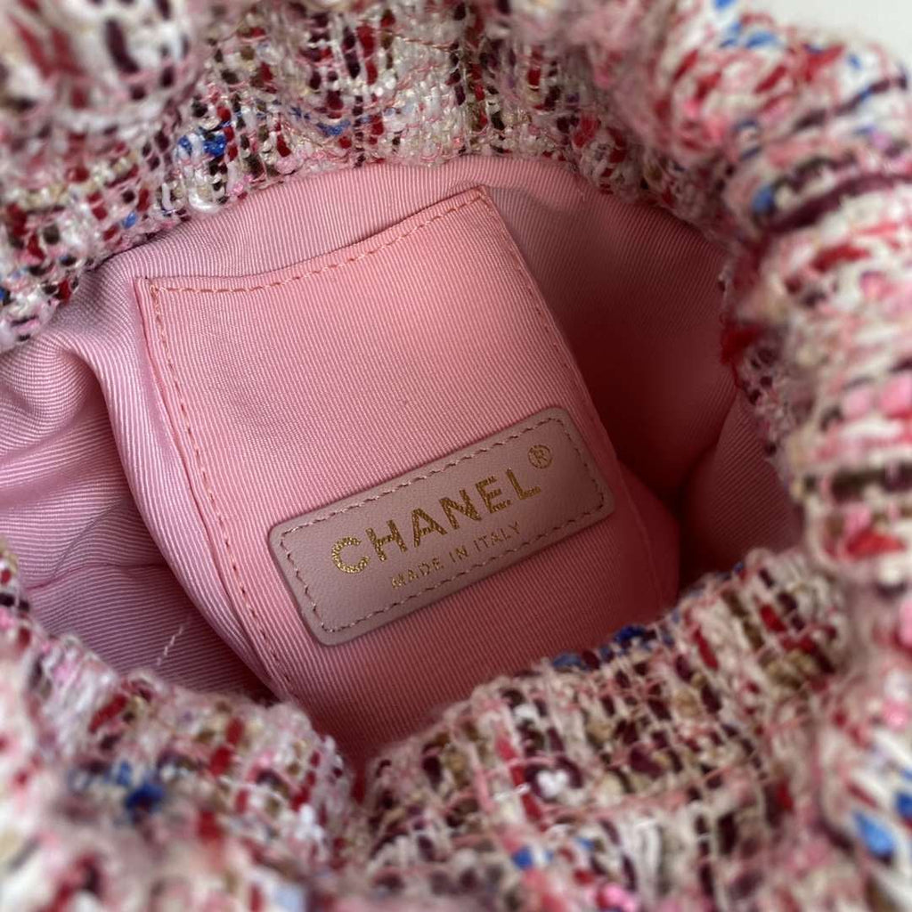 Chanel 2020 Tweed Soul Bucket Bag Pink — view 9