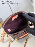 LV Mini Bumbag Monogram Canvas Crossbody Belt Bag with Chain Strap and Leather Trim - Black — view 2