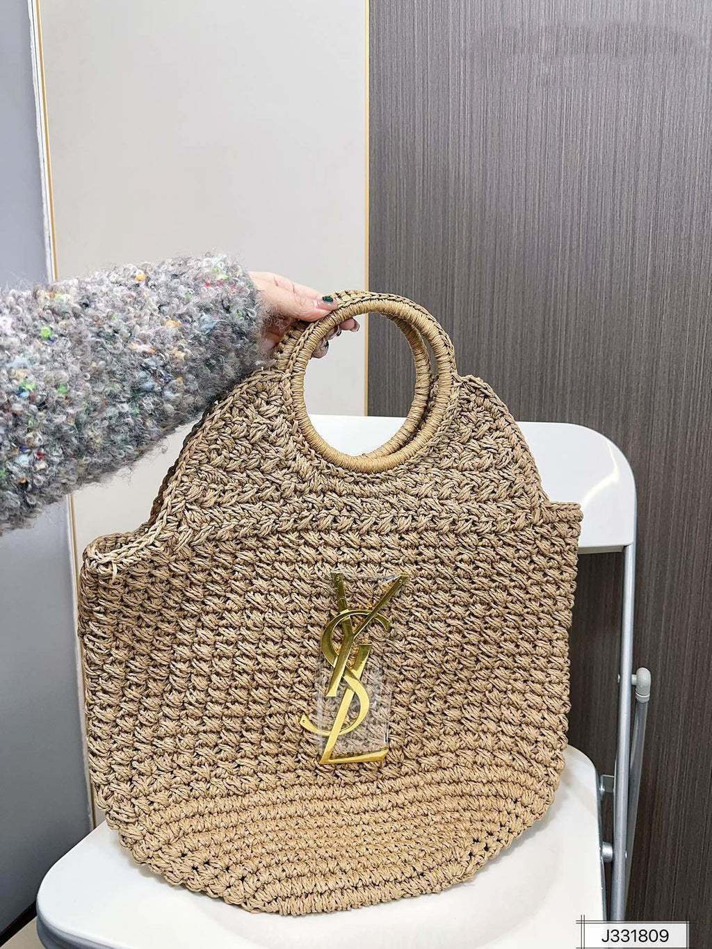 YSL Saint Laurent Summer Raffia Tote Bag — view 1