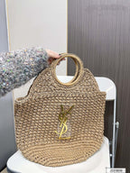 YSL Saint Laurent Summer Raffia Tote Bag — view 1