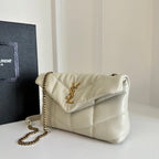 YSL Loulou Puffer Toy Quilted Lambskin Shoulder Crossbody Bag with Chain Strap White — view 2