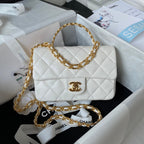 Chanel Flap Bag Gold Top Handle White — view 1