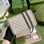 Gucci Dionysus Chain Wallet Beige and White GG Supreme Canvas — view 2