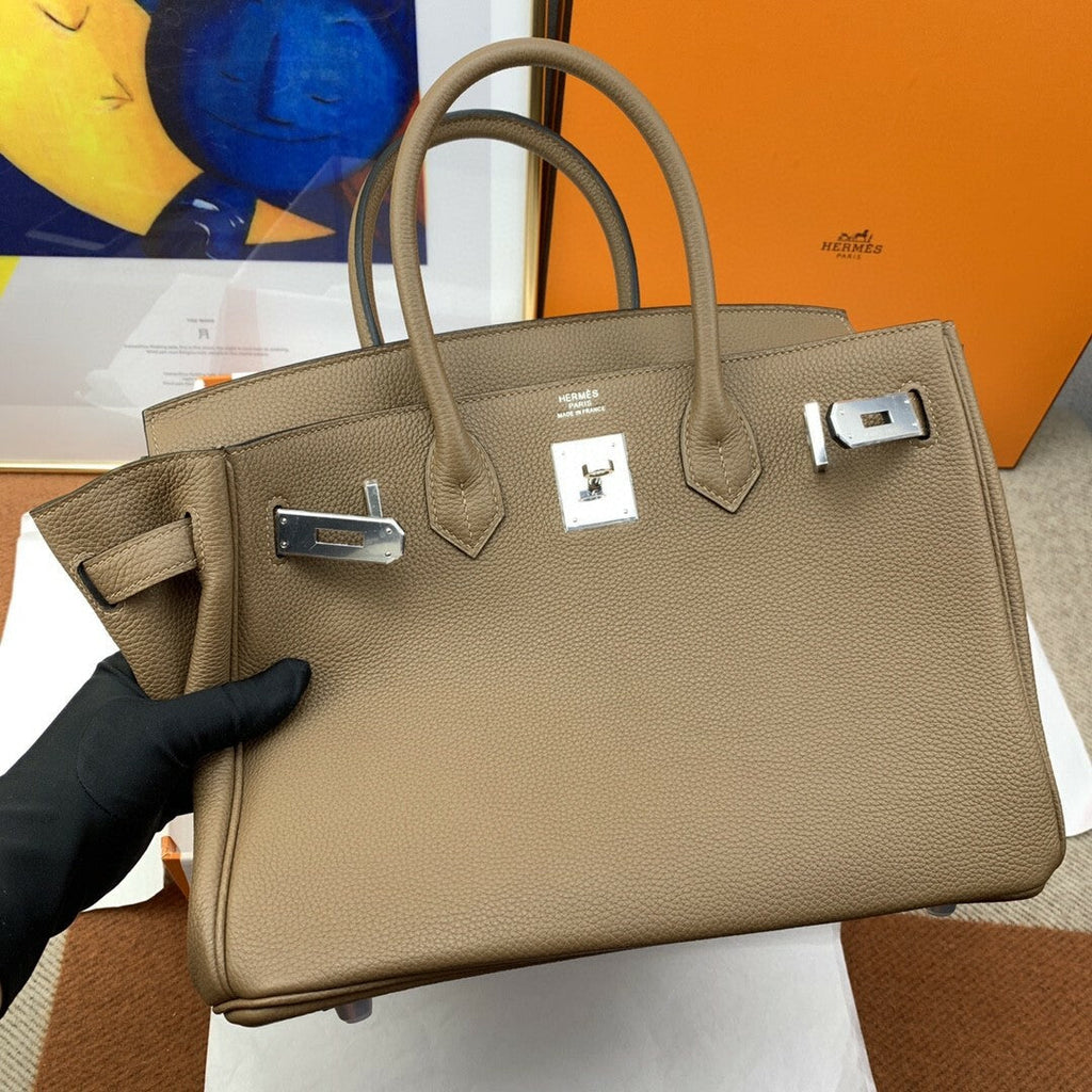 Hermes Birkin 30 Togo Etoupe Bag Silver Hardware Handbags (11.8in30cm) - Grey — view 2