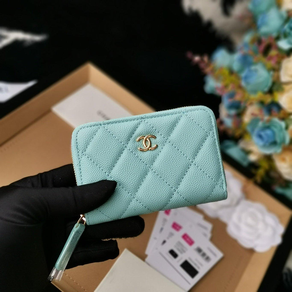 Chanel Zip Coin Wallet Tiffany Blue — view 4
