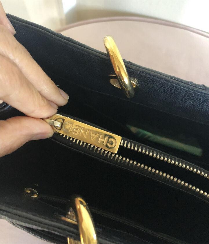 Chanel CC Blackgold Caviar Quilted Grand Shopping Tote — view 3