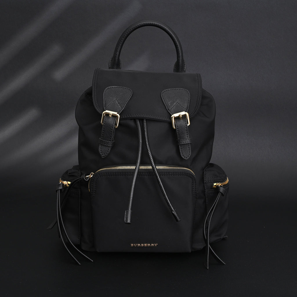 Burberry the Rucksack – Black Nylon & Leather Backpack with Gold-Tone Hardware - Black with Gold Accents — view 1