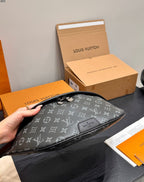 LV Bumbag Monogram Eclipse Canvas Crossbody Bag with Black Leather Trim — view 3
