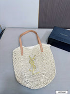 YSL Saint Laurent Vacation Casual Raffia Woven Tote Bag — view 13