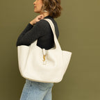 Saint Laurent Le 5 À 7 Bea Textured-Leather Tote - White — view 5
