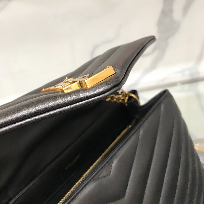 YSL Medium 32 Loulou Bag Black in Gold — view 6