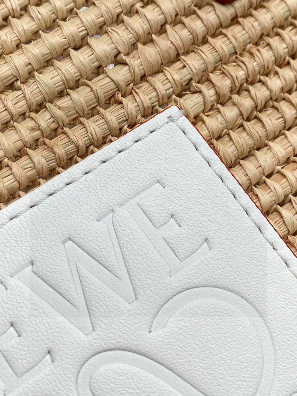 Loewe Small Square Basket Bag in Raffia and Calfskin Naturalwhite — view 4