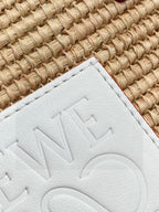 Loewe Small Square Basket Bag in Raffia and Calfskin Naturalwhite — view 4