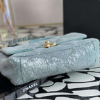 Chanel Sequin Quilted Medium Flap Bag - Sky Blue — view 8