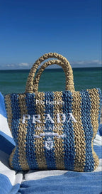 Prada Raffia Bag - Blue — view 4