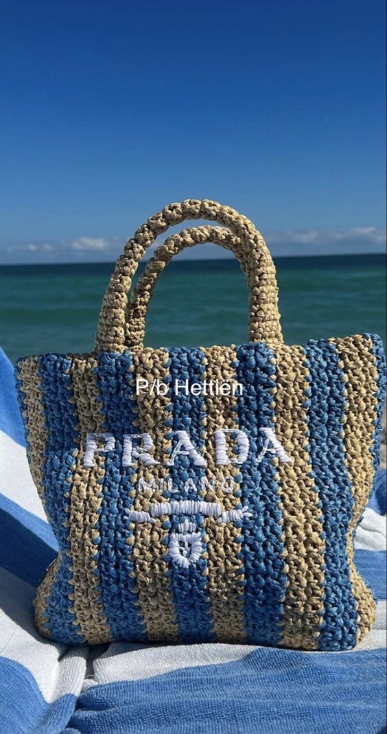 Prada Raffia Bag - Blue — view 4