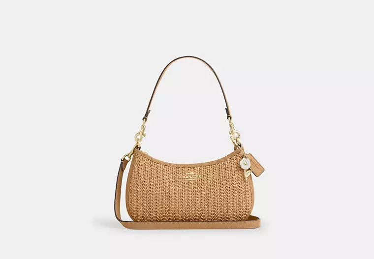 Coach Straw Teri Shoulder Bag with Charm — view 1