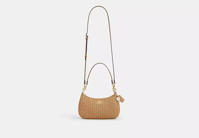 Coach Straw Teri Shoulder Bag with Charm — view 3