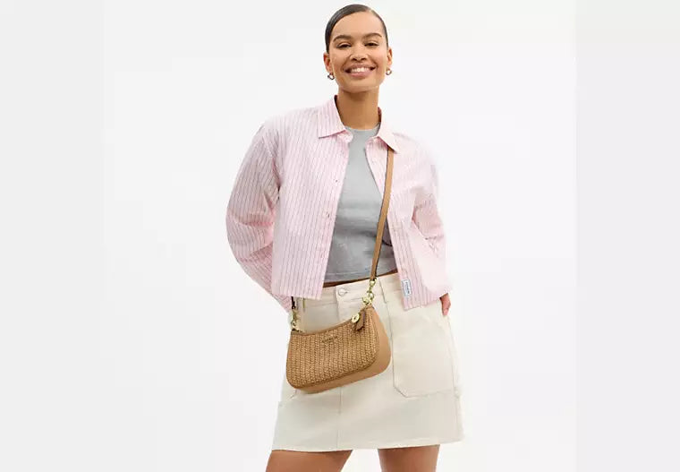 Coach Straw Teri Shoulder Bag with Charm — view 5