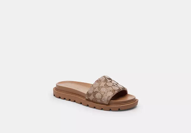 Brynn Slide Sandal in Crystal Signature Jacquard — view 1