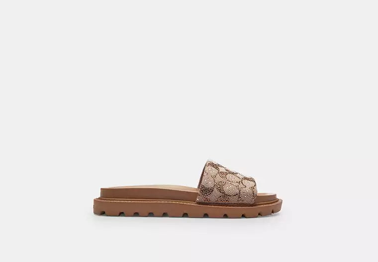 Brynn Slide Sandal in Crystal Signature Jacquard — view 3