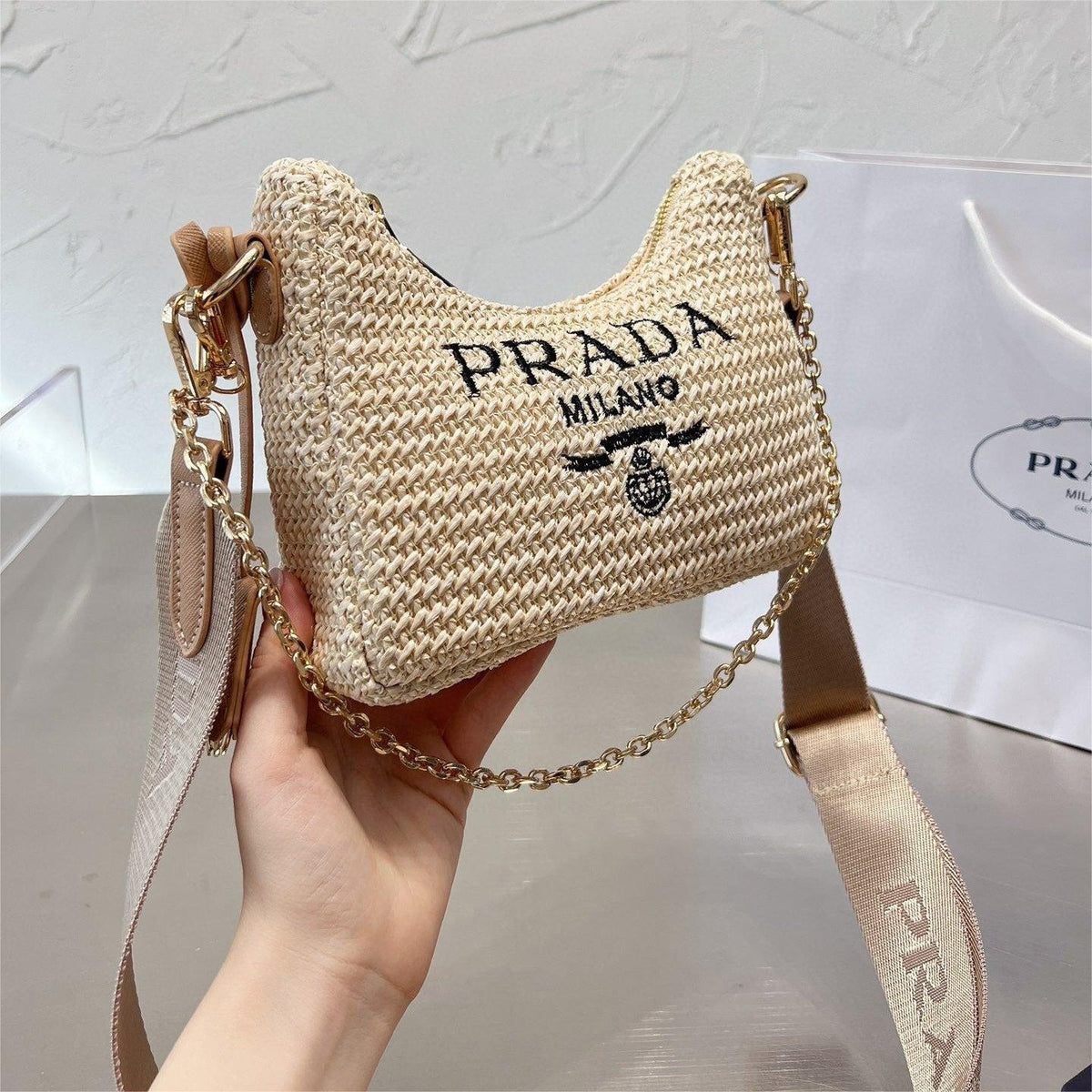 Prada Handbag Re-Edition 2005 Bag 8.3X7X2.3Inch - Beige — view 2