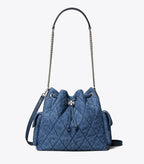 Tory Burch Charlie Quilted Denim Drawstring Shoulder Bag — view 2