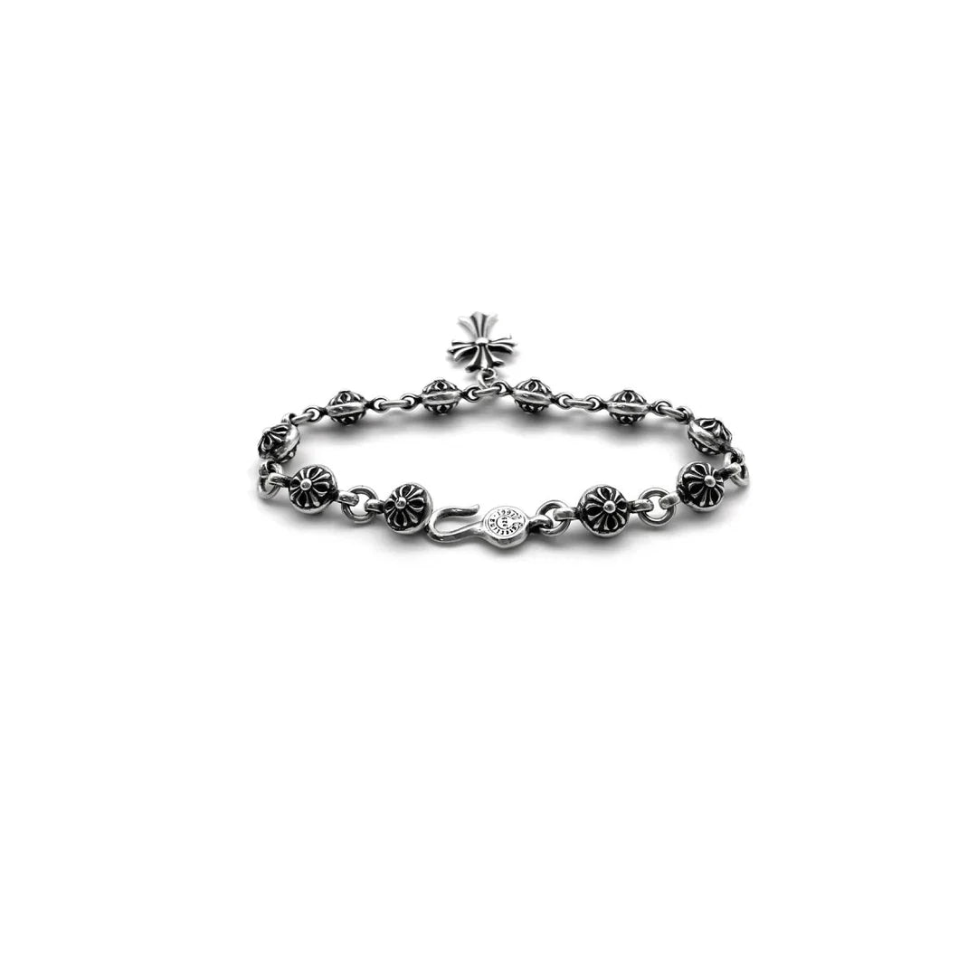 Chrome Hearts Silver Cross Ball Tiny E Bracelet — view 2
