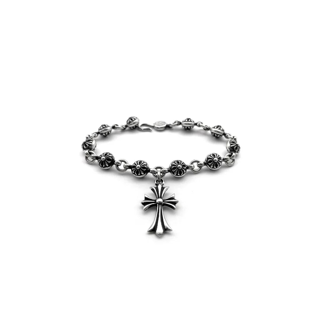 Chrome Hearts Silver Cross Ball Tiny E Bracelet — view 3