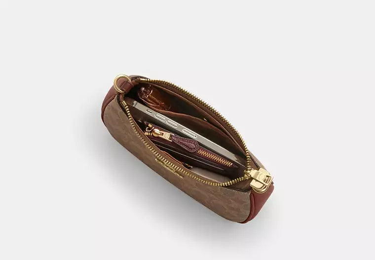 Teri Mini Crossbody Bag in Signature Canvas - Tan/Brown — view 6
