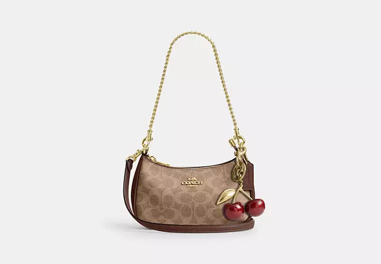 Teri Mini Crossbody Bag in Signature Canvas - Tan/Brown — view 2
