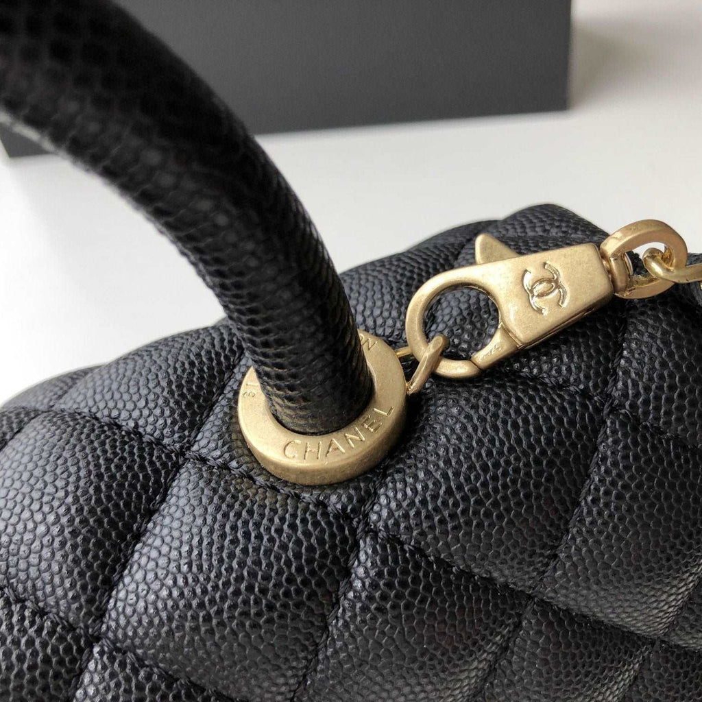 Chanel Small Flap Bag with Coco Handle - Black with Black Hardware — view 9