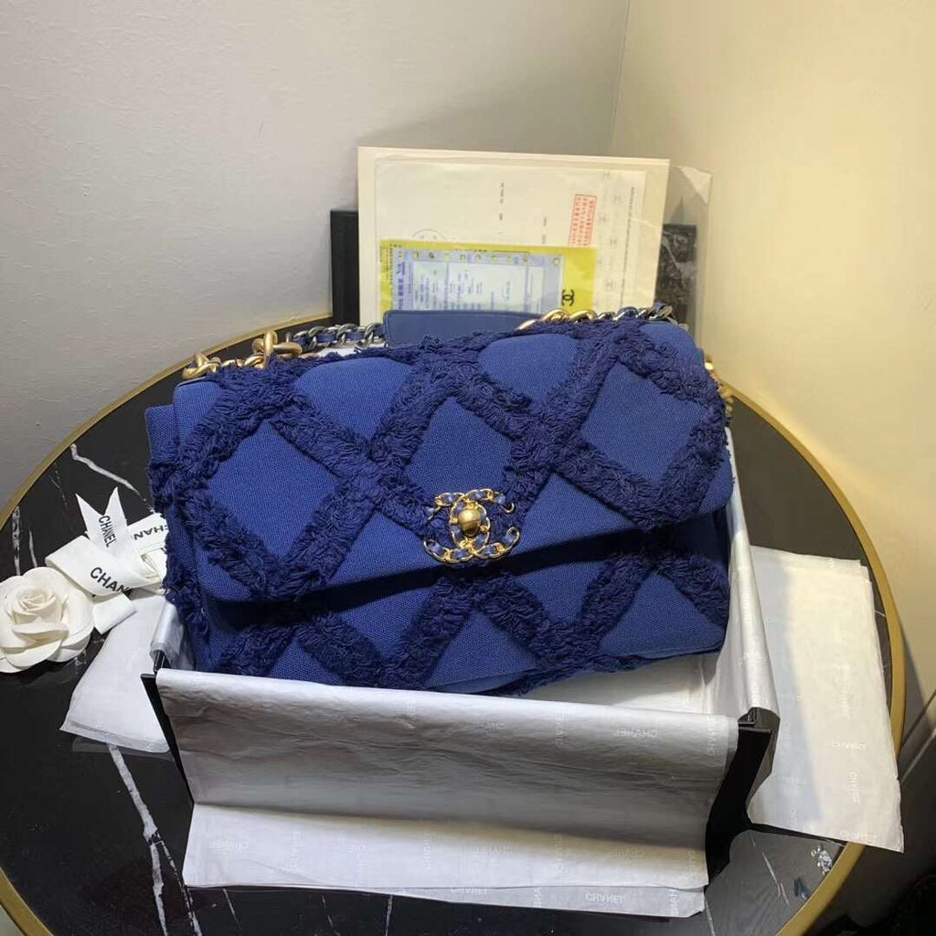 Chanel 19 Denim Medium Flap Bag - Blue — view 1
