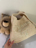 Prada Raffia Round Tote - Beige — view 1
