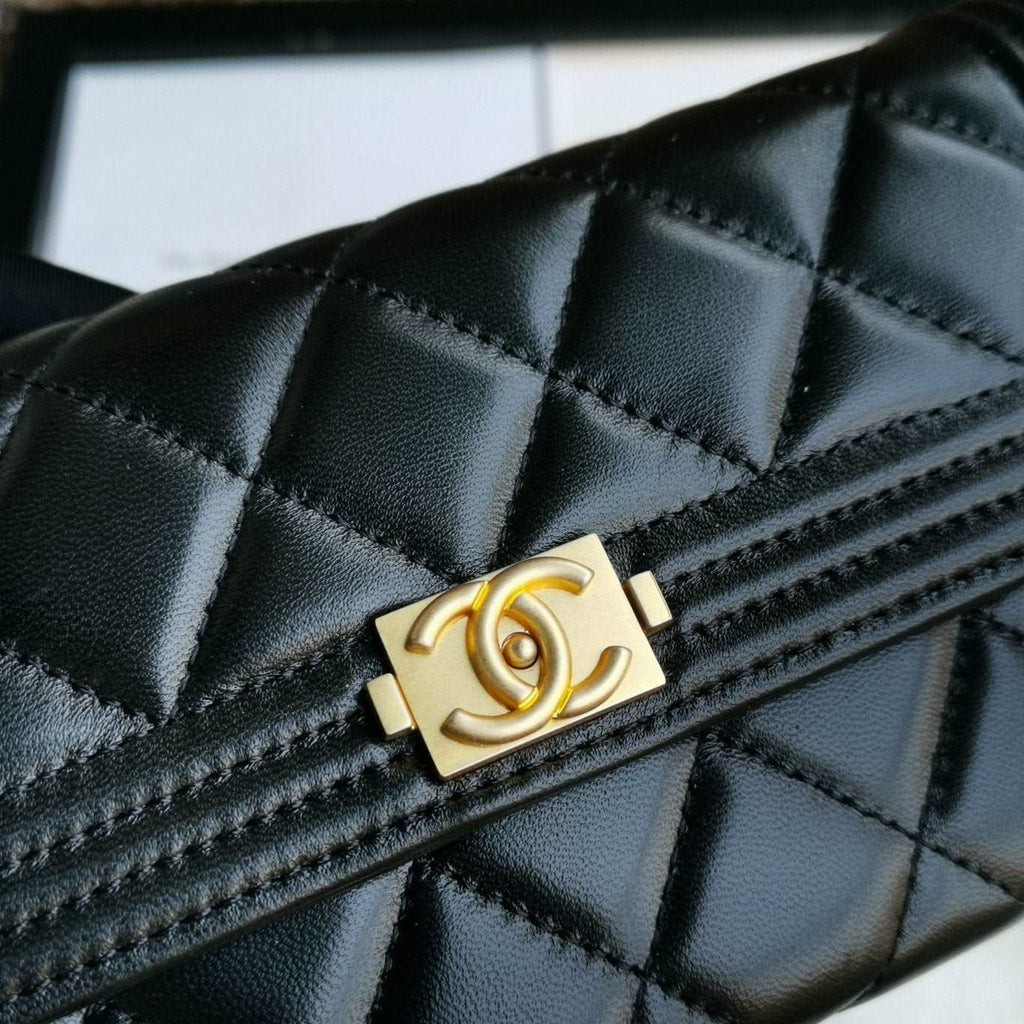 Chanel Boy Long Flap Wallet Lambskin - Black — view 8