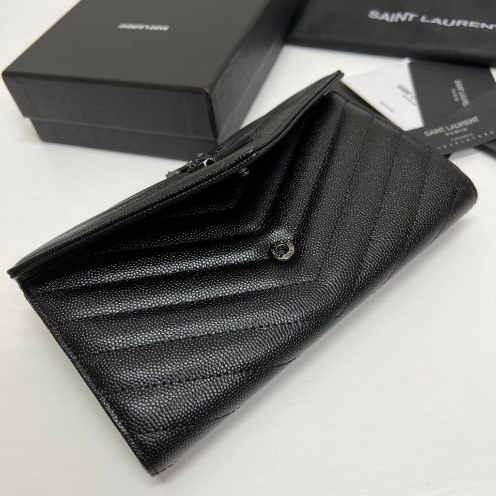 YSL Long Wallet Black Leather Black Tone 10767 19cm — view 3