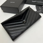 YSL Long Wallet Black Leather Black Tone 10767 19cm — view 3