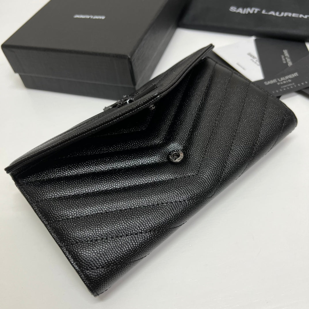 YSL Long Wallet Black Leather Black Tone 10767 19cm — view 3
