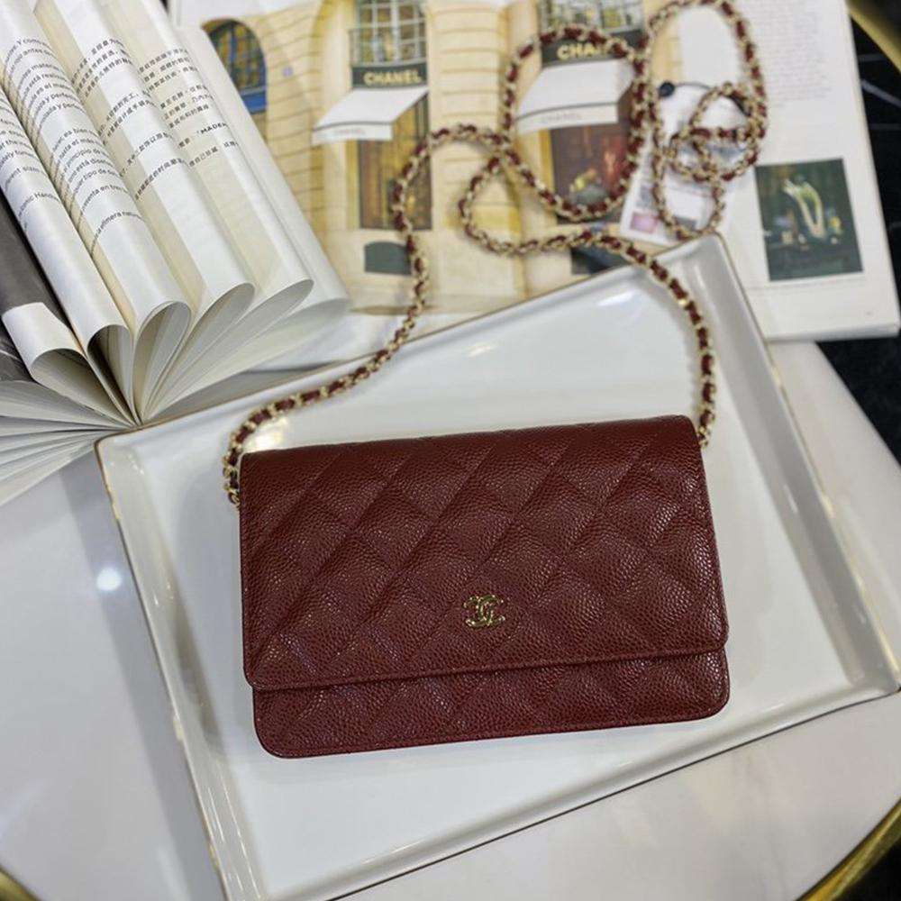 Chanel Classic Wallet On Chain Burgundy Caviar — view 1