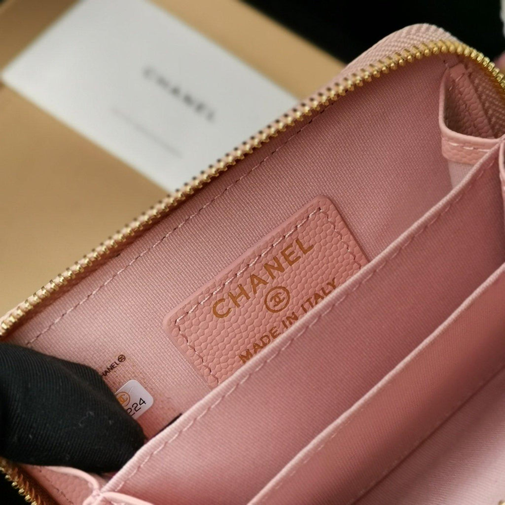 Chanel Navy Wallet Pink - Navy with Pink Accents — view 7