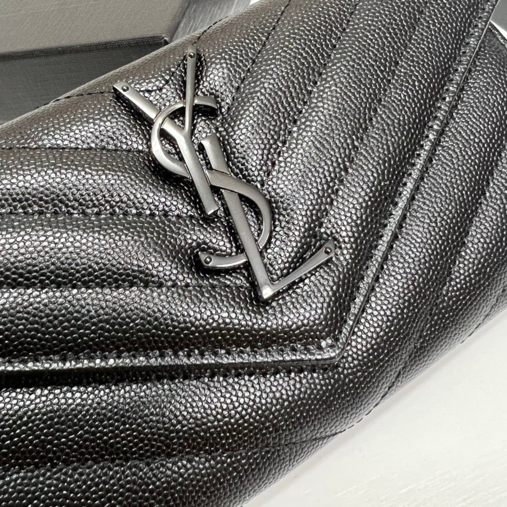 YSL Long Wallet Black Leather Black Tone 10767 19cm — view 6