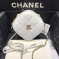 Chanel Runway White Lambskin Leather Diamond Cut Bag Gold Chain — view 1