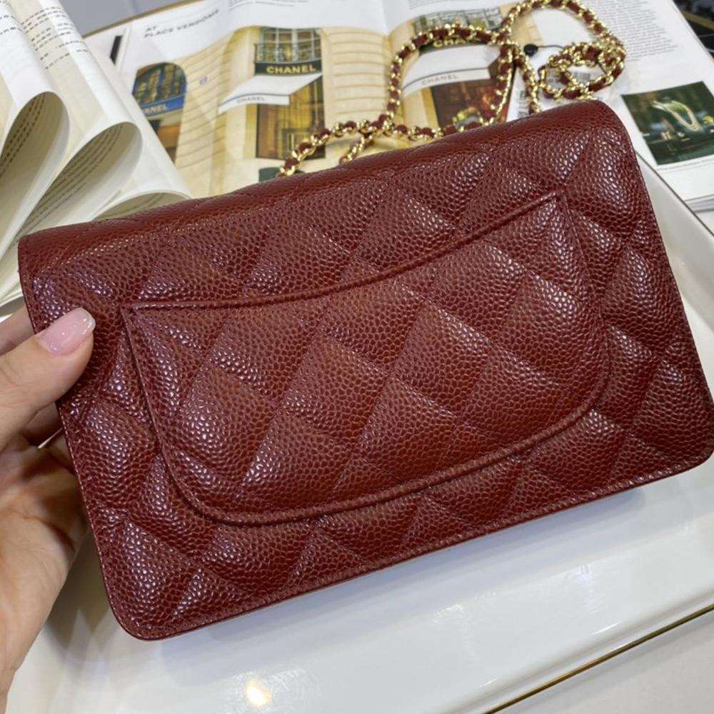 Chanel Classic Wallet On Chain Burgundy Caviar — view 4