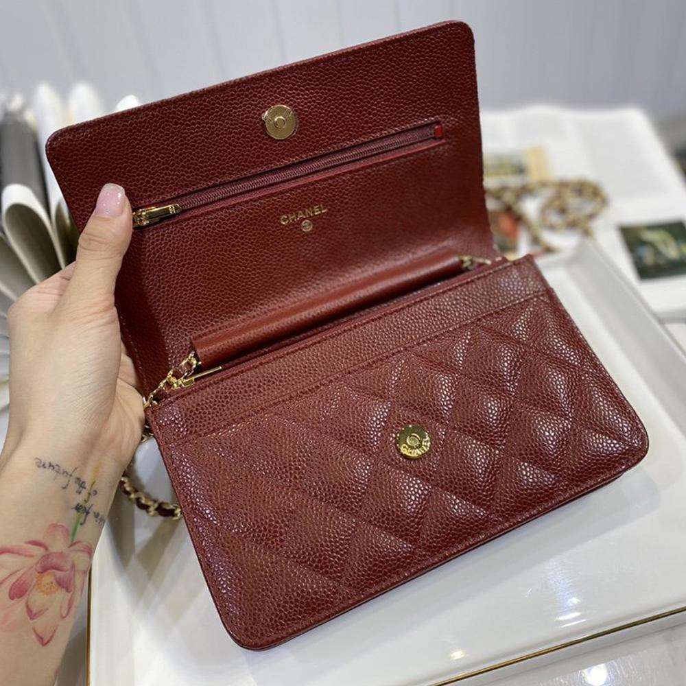 Chanel Classic Wallet On Chain Burgundy Caviar — view 7