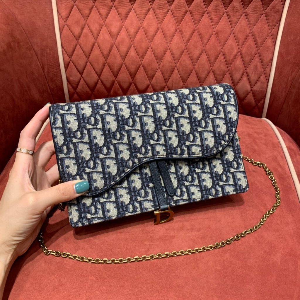 Dior Saddle Pouch Blue Dior Oblique Jacquard — view 6
