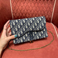Dior Saddle Pouch Blue Dior Oblique Jacquard — view 6